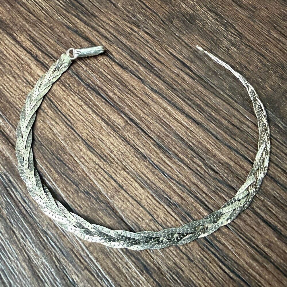 7” Vintage Italian Sterling Silver Braided Serpentine Chain Bracelet 925 Italy